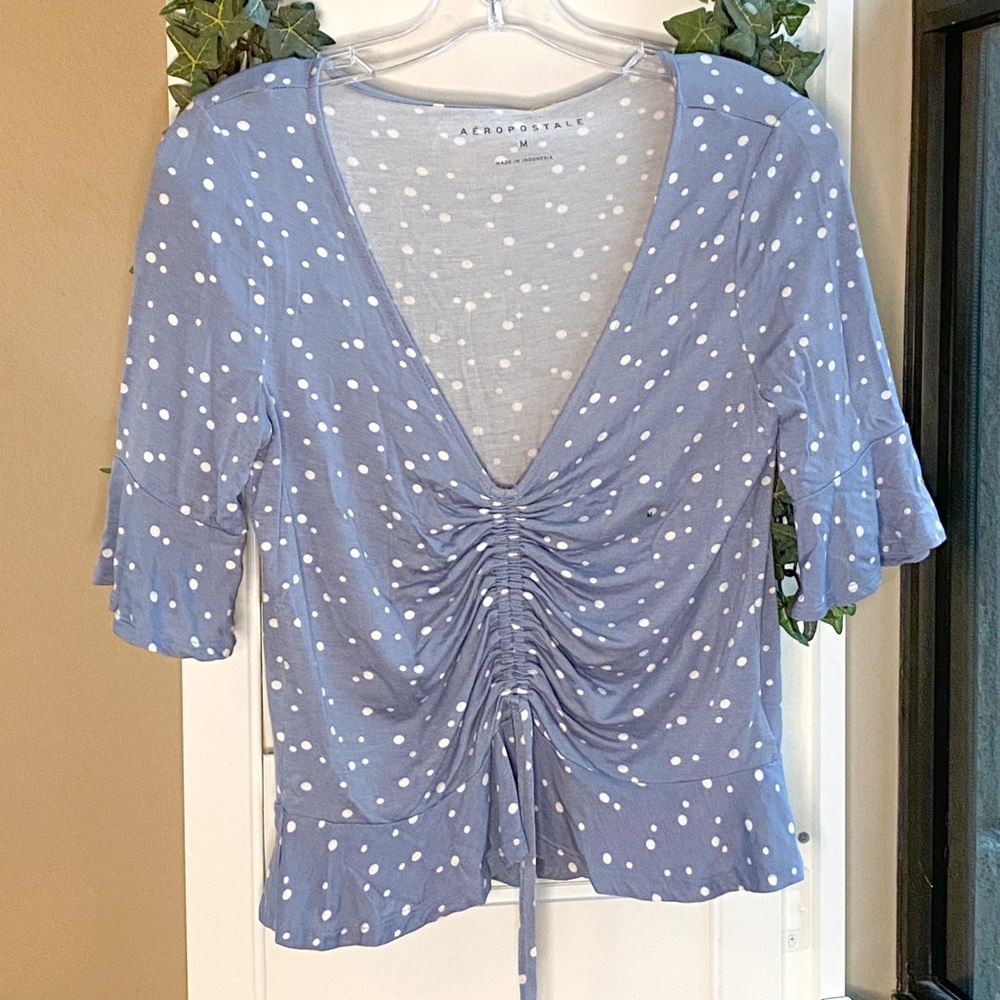 Medium blue polka dot top from Aeropostale